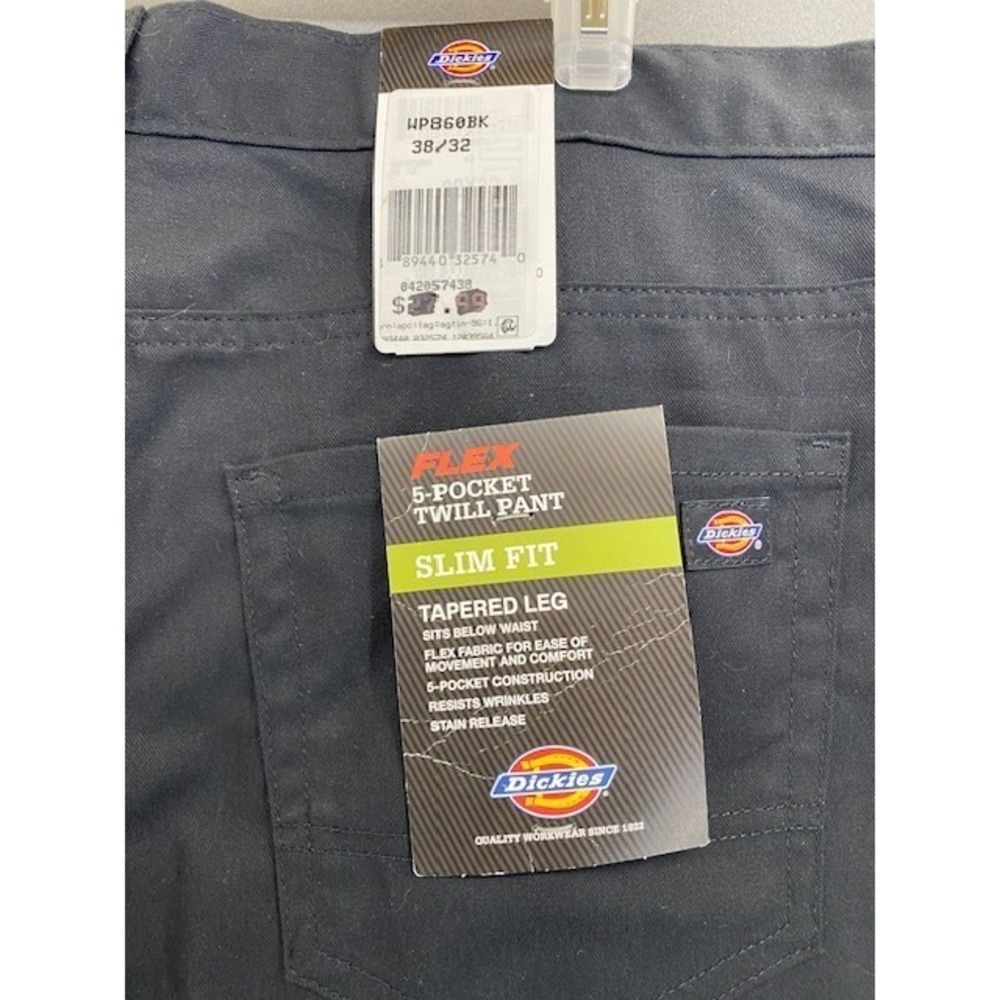 Men's Dickies 38 x 32 FLEX Slim Fit‎ 5 Pocket Twill Pant Black NWT - Picture 3 of 6